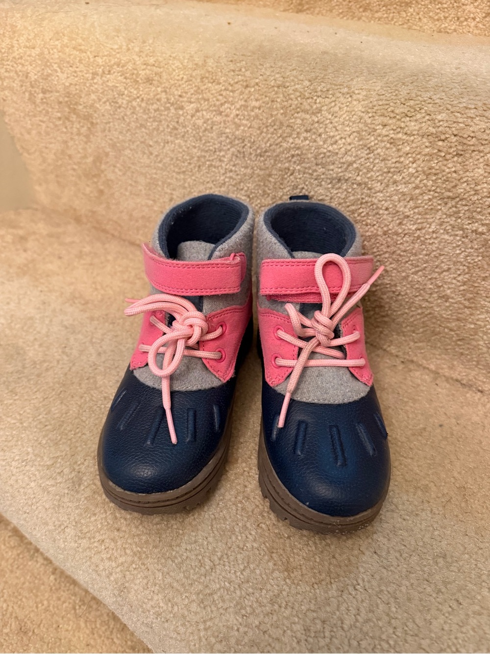 Carter's Navy, Pink, and Gray Kids Winter Boots